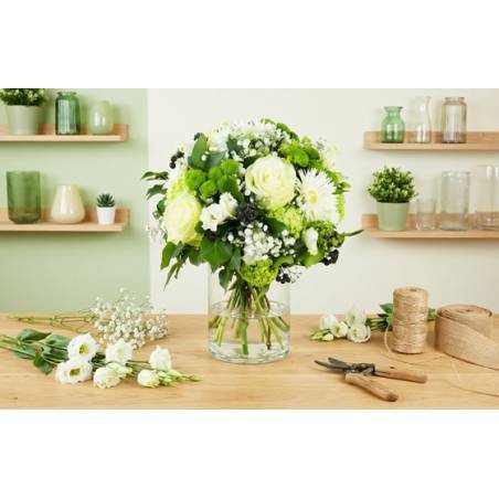 Bouquet de deuil blanc & vert – Hommage naturel – Image 3